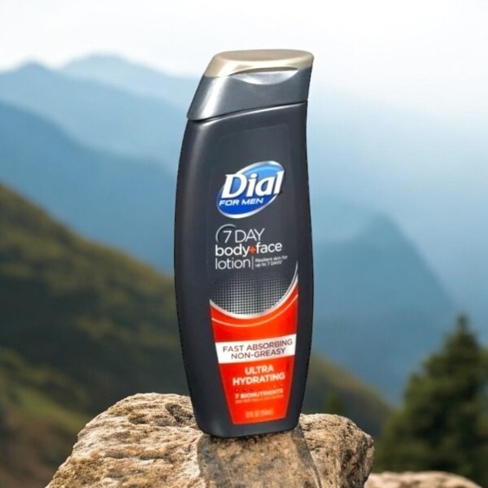 Dial Men Replenishing Lotion 7 Day Body + Face Non-Greasy, 12 oz, 2 Pack